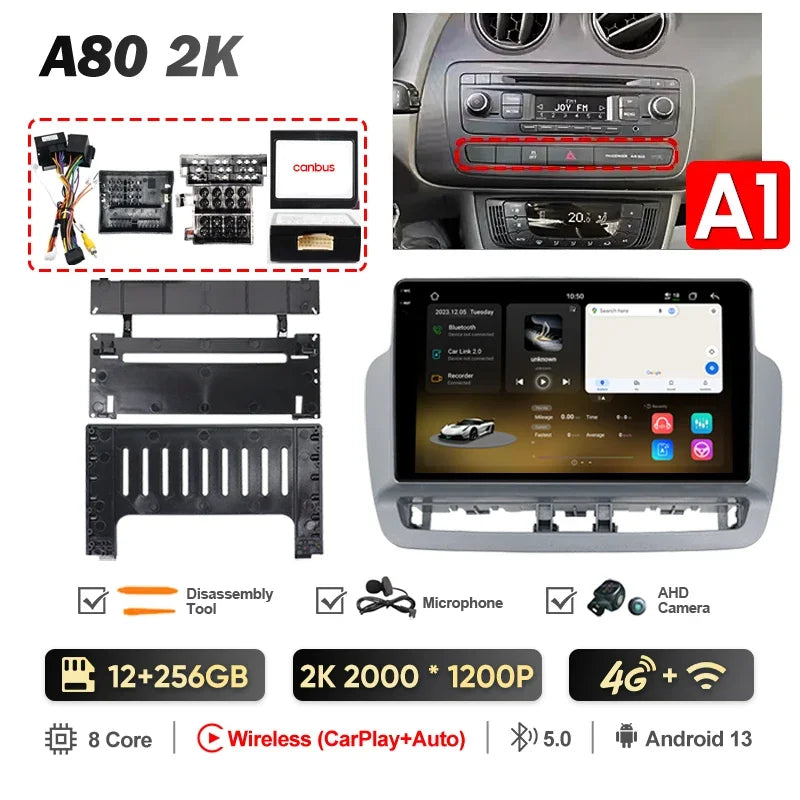 Pour Seat Ibiza 2012 2013 2014 2015 Android Auto Carplay Radio voiture lecteur vidéo multimédia GPS Navigation QLED écran tactile 4G