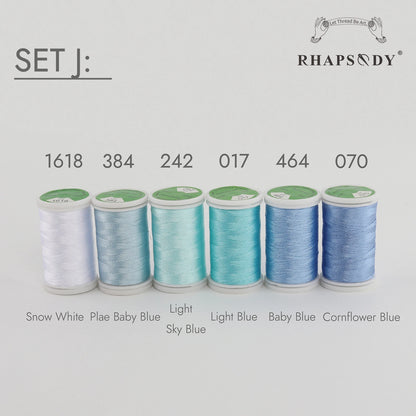 Rhapsody 6/60 ensemble de couleurs frère fil à broder en Polyester de qualité supérieure 200M (220Y) chaque bobine frère Babylock Janome Singer Hom