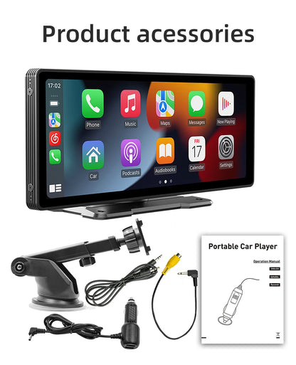 BQCC-Écran Carplay sans fil portable, caméra de recul arrière HD, autoradio DVR, lecteur vidéo MP5, Android Auto, 10.26 pouces