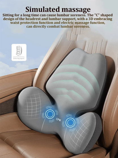Coussin de dossier électrique pour siège de voiture, massage, sauna, soutien lombaire, vibration de la taille, oreiller cervical, accessoires intérieurs