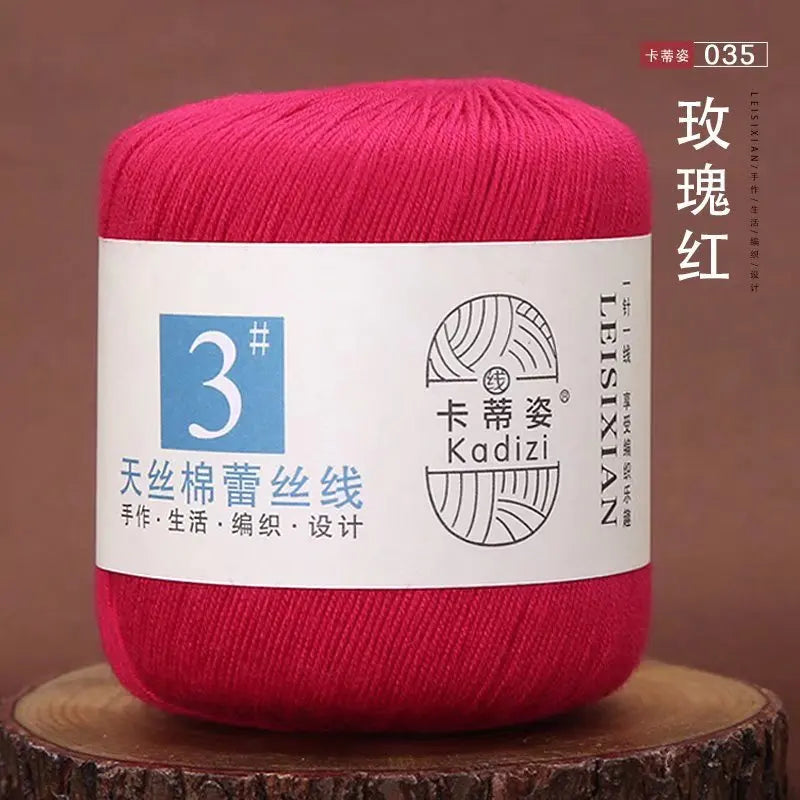 Fils de dentelle en coton mercerisé, fils de dentelle au crochet, broderie à la main, artisanat d'art, couvertures de bricolage, écharpe et pull, taille 3, # 100%