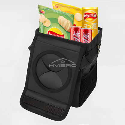Poubelle avec Couvercle et Poches de Rangement pour Voiture, Étanche, Polyvalente, Noire, 100% Fuite