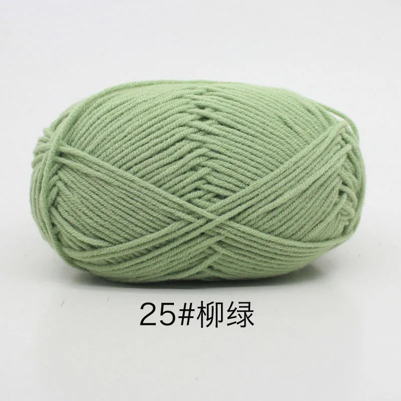 40-50 جم/المجموعة خيوط قطنية حليبية 4 طبقات (80%) للحياكة، صبغة لانا لعمل الكروشيه اليدوي، سترة قبعة دمى بسعر منخفض