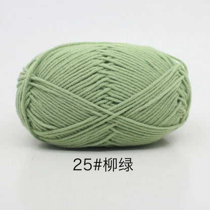 40-50 جم/المجموعة خيوط قطنية حليبية 4 طبقات (80%) للحياكة، صبغة لانا لعمل الكروشيه اليدوي، سترة قبعة دمى بسعر منخفض