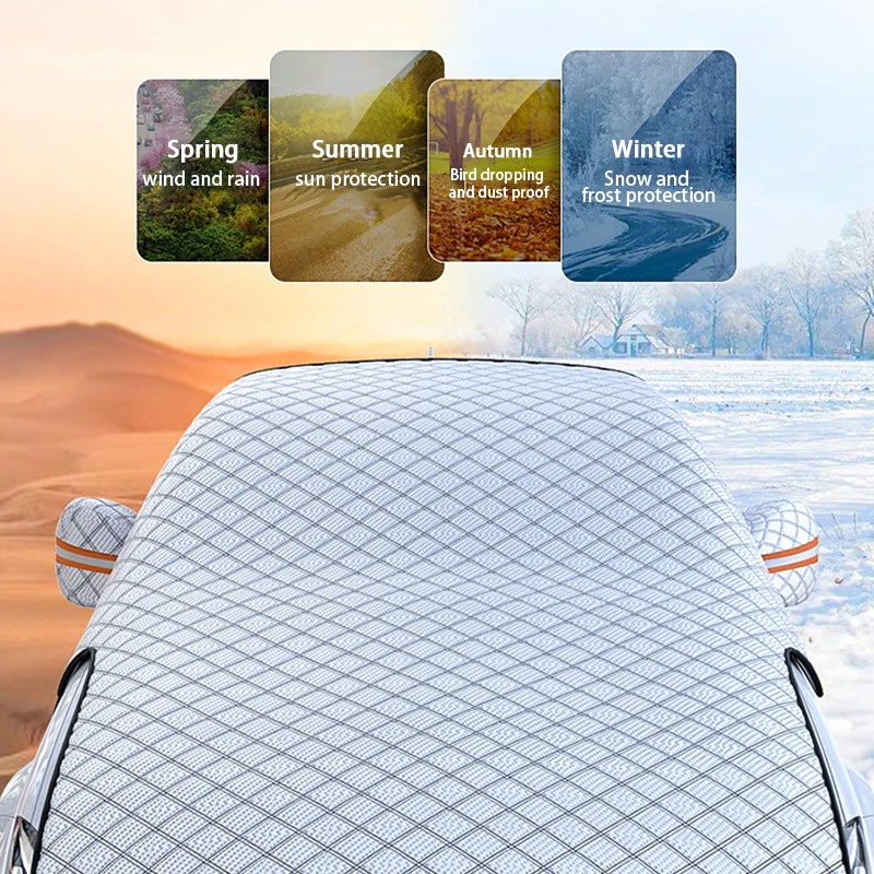 SEAMETAL Housse de neige pour fenêtre de voiture améliorée Pare-brise de grande taille avec housse de capot universelle pour berline Suv Hatchback