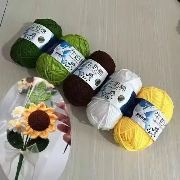 Fil de coton au lait de couleurs mélangées, 10 pièces, 500g, 5 plis, ensemble de fils au Crochet doux, fleurs tricotées à la main, fils peignés artisanaux au Crochet