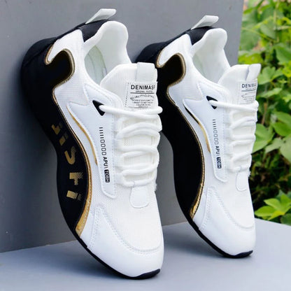 Une paire de chaussures d'entraînement respirantes pour hommes avec lacets, confortables et légères, adaptées au sport, aux activités de plein air, aux déplacements quotidiens et à un usage décontracté, chaussures d'