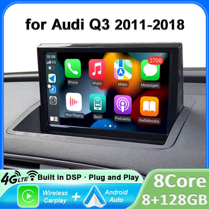8 "CarPlay pour Audi Q3 2011-2018 RMC HNR autoradio Vedio multimédia stéréo DSP Android Auto écran tactile 4G WIFI Navigation GPS