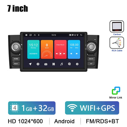 Podofo 7 "autoradio sans fil CarPlay Android Radio pour FIAT Punto 2005-20009/Linea 2007-2011 multimédia GPS FM WIFI BT Autoradio