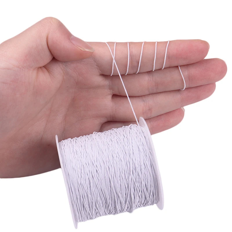 Fil à Coudre artificiel astique en Polyester, Blanc et Noir, Accessoire pour Perles, 200m