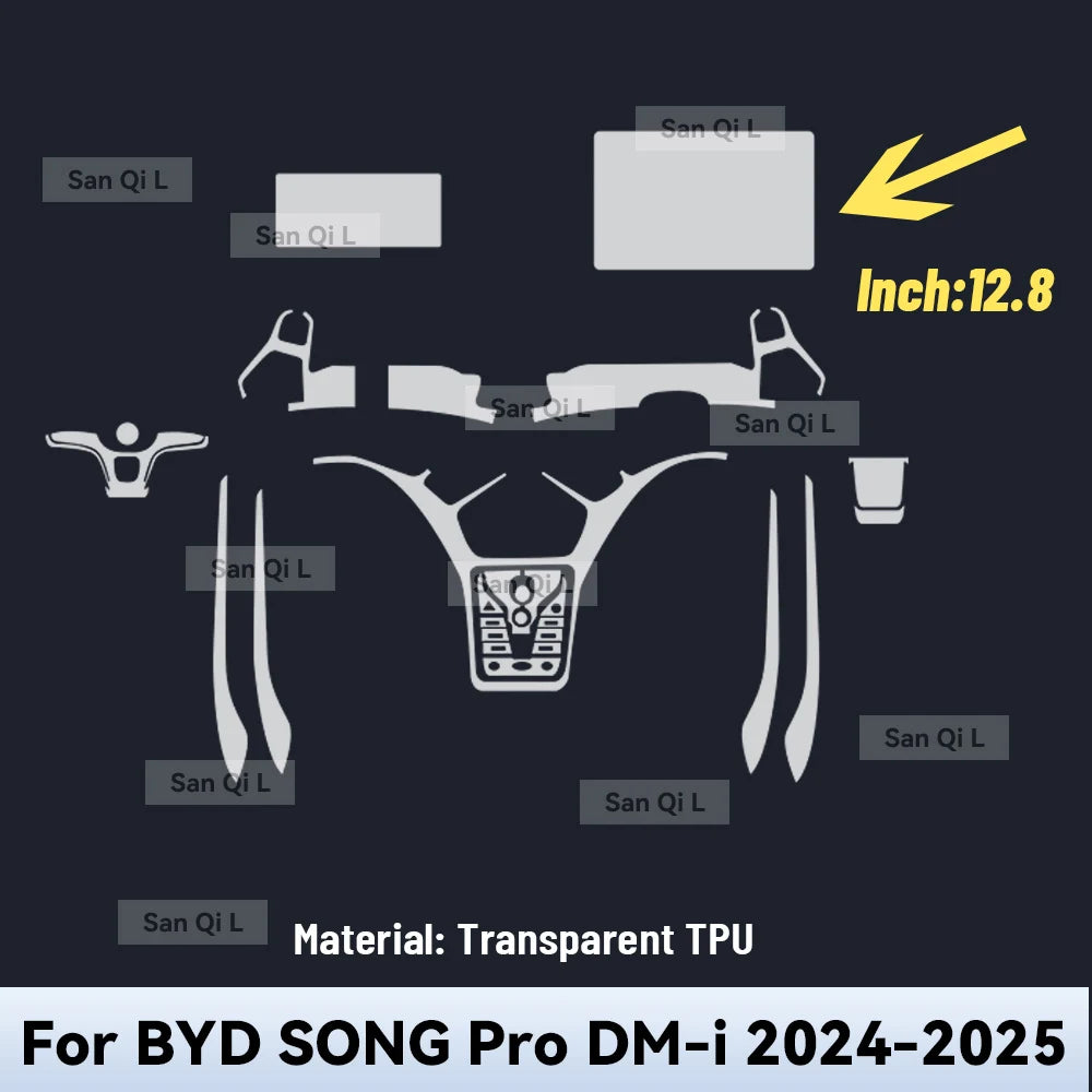 Film de protection intérieur anti-rayures pour BYD SONG PRO DM i 2024 2025, accessoires d'écran de Console centrale en TPU pour voiture de Sport Equator
