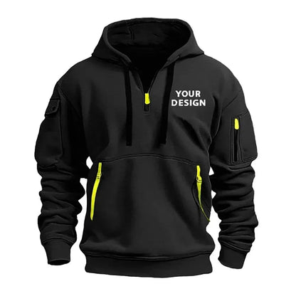 Nouveau pull de sport à fermeture éclair pour hommes, vêtements de sport amples et décontractés avec poches sur les bras, veste à capuche personnalisée avec votre Logo