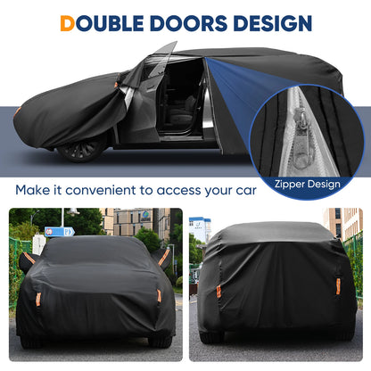Housse de voiture extérieure complète noire, pare-soleil, Protection anti-poussière avec bandes réfléchissantes universelles pour berline Hatchback SUV