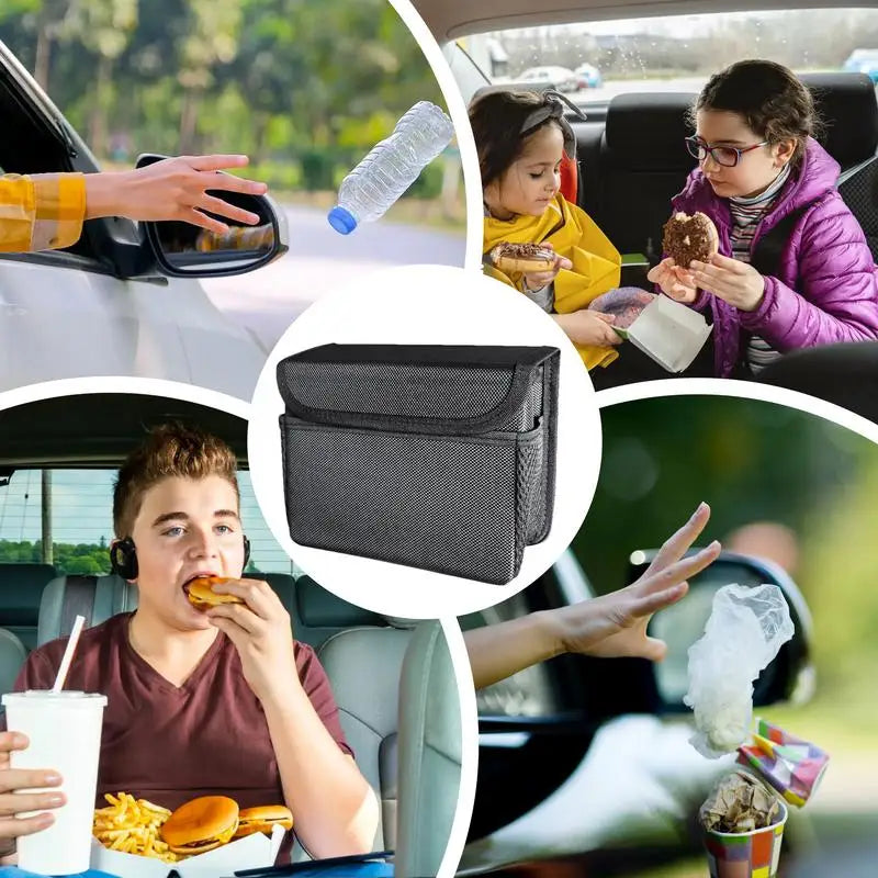 Poubelle automatique pliable avec couvercle magnétique, sac de rangement pour siège arrière de voiture, évaluation Leak-Verde