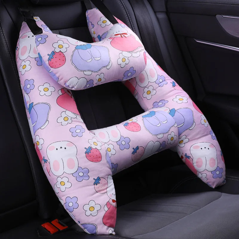 Cute Animal Pattern Kid Neck Head Support, U-Shape Children Travel Pillow Cushion for Car Seat, Safety Neck Pillow for Kids