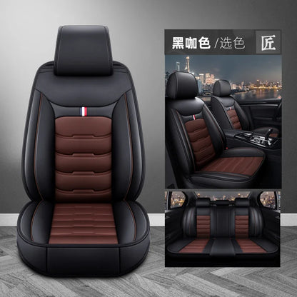 Housse de siège de voiture universelle fendue, entièrement entourée, respirante, confortable, de luxe, en cuir, coussin de siège de voiture, housse de siège complète