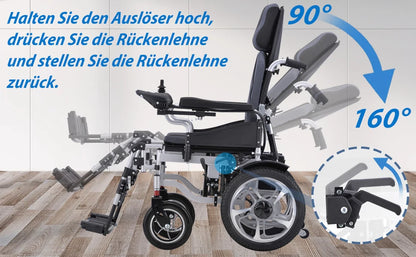 Fauteuil roulant électrique 500W, 20AH, pliable, inclinable, capacité de poids de 150KG, portée de 22KM, conception ergonomique
