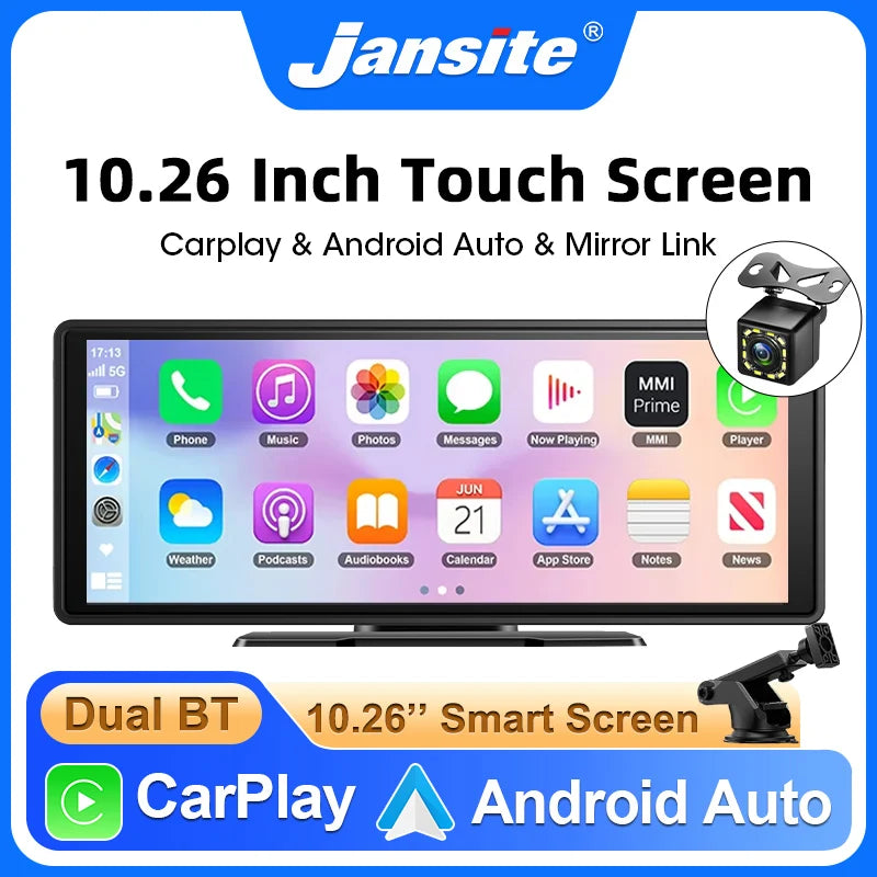Écran Carplay sans fil portable, caméra de recul arrière HD, autoradio DVR, lecteur vidéo MP5, Android Auto, 10.26 pouces