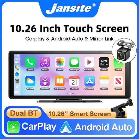 Écran Carplay sans fil portable, caméra de recul arrière HD, autoradio DVR, lecteur vidéo MP5, Android Auto, 10.26 pouces