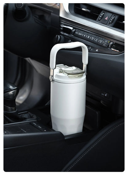 Gobelet à revêtement en céramique de 800ml, avec paille, bouteille d'eau isolée de grande capacité, étanche, poignée détachable, infuseur à thé pour voyage