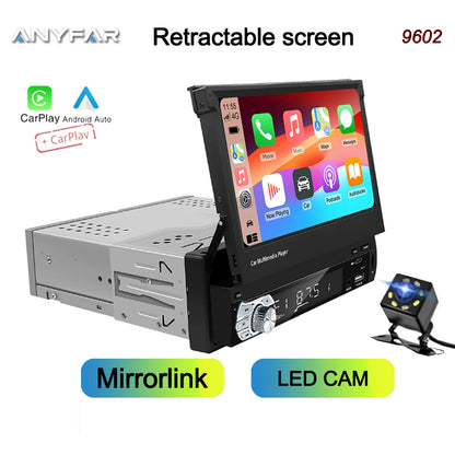 Lecteur MP5 universel Carplay Android Auto 1 Din 7 pouces manuel écran tactile rétractable automatique lecteur de voiture Radio FM lien miroir