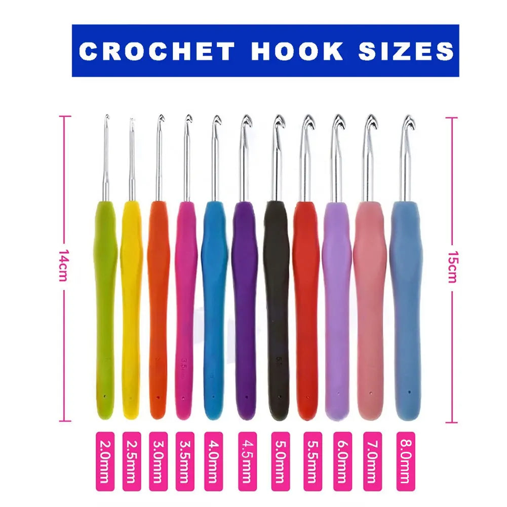 Ensemble de crochets en fil Ogo Grossier avec étui, poignée ergonomique, kit de 11 crochets colorés pour la colonne vertébrale, cadeaux de grand-mère