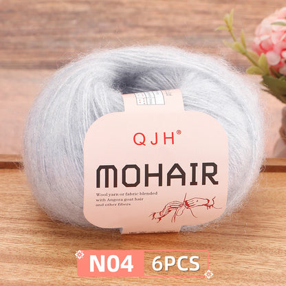 Fil Mohair doux et chaud, 6 paquets/150g, chaussettes de pull en tricot faites à la main, fil d'écharpe châle au Crochet, 60% Mohair, 40% acrylique
