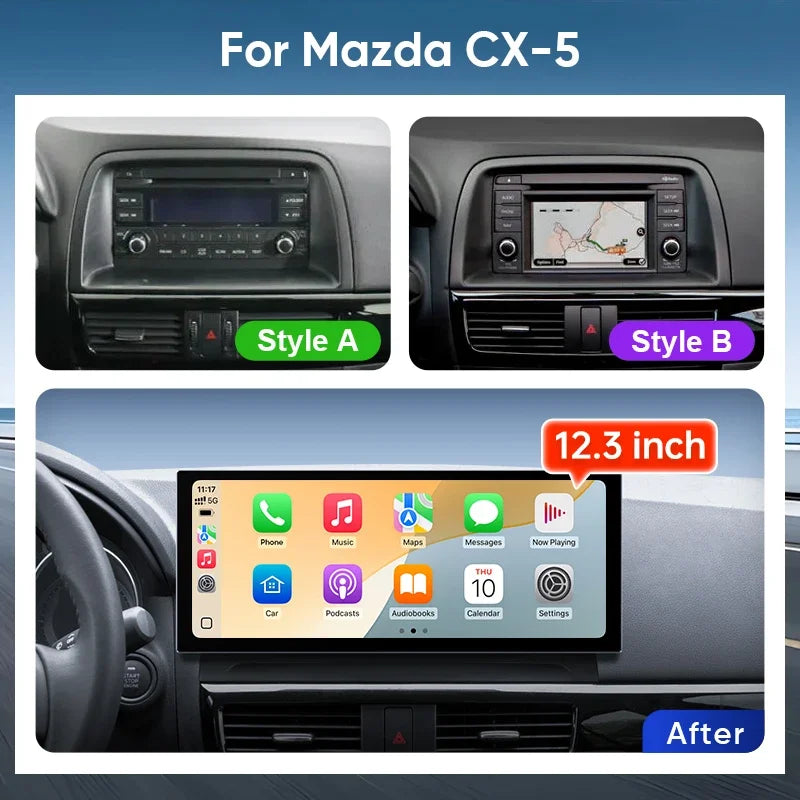 راديو سيارة Ainavi 12.3 بوصة لمازدا CX5 CX-5 2012 2013 2014 2015 لاسلكي Carplay Android Auto Qualcomm 4G مشغل وسائط متعددة للسيارة