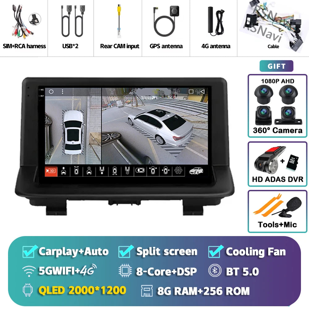 Android 15 sans fil CarPlay Auto autoradio pour Audi Q3 2012-2018 DSP lecteur vidéo multimédia GPS stéréo Autoradio unité principale WIFI