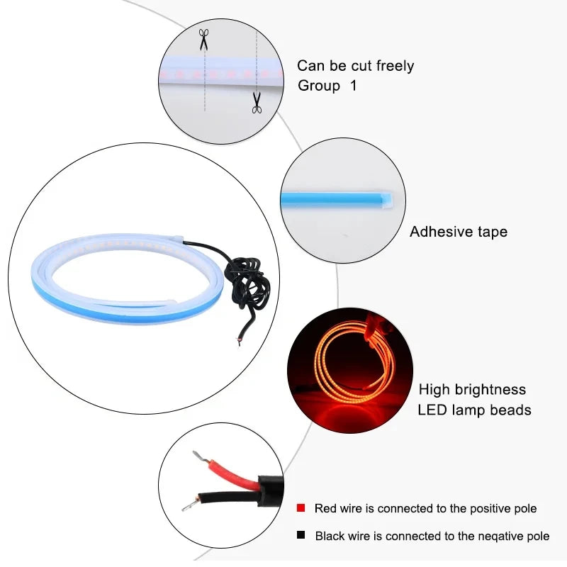 Feux diurnes à LED pour capot de voiture, démarrage par balayage, lumières décoratives, guide de capot moteur automatique DRL, lampe d'ambiance décorative, 12V, 150cm