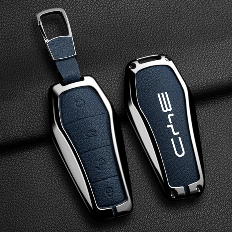 Nouveau Style en alliage peau de mouton voiture clé housse pour BYD chanson Pro Plus Max Dmi EV joint dauphin télécommande clé Auto accessoires