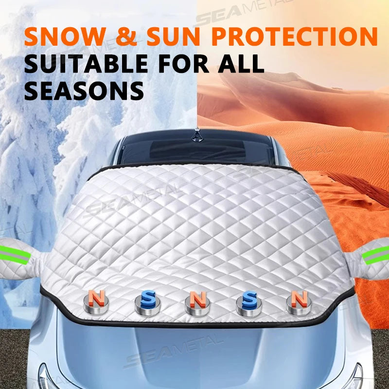 SEAMETAL épaissir pare-brise de voiture bouclier de neige 5 aimants grande taille Protection complète fenêtre avant couverture de neige coupe-vent Anti couverture de glace