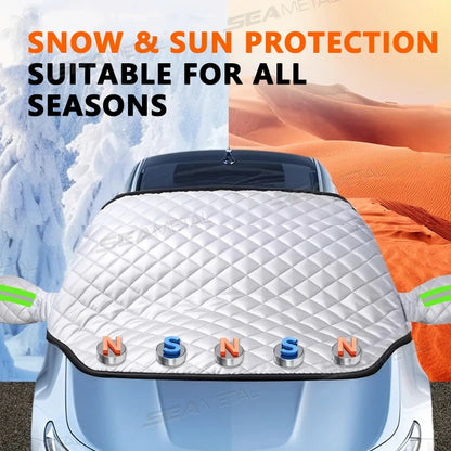 SEAMETAL épaissir pare-brise de voiture bouclier de neige 5 aimants grande taille Protection complète fenêtre avant couverture de neige coupe-vent Anti couverture de glace