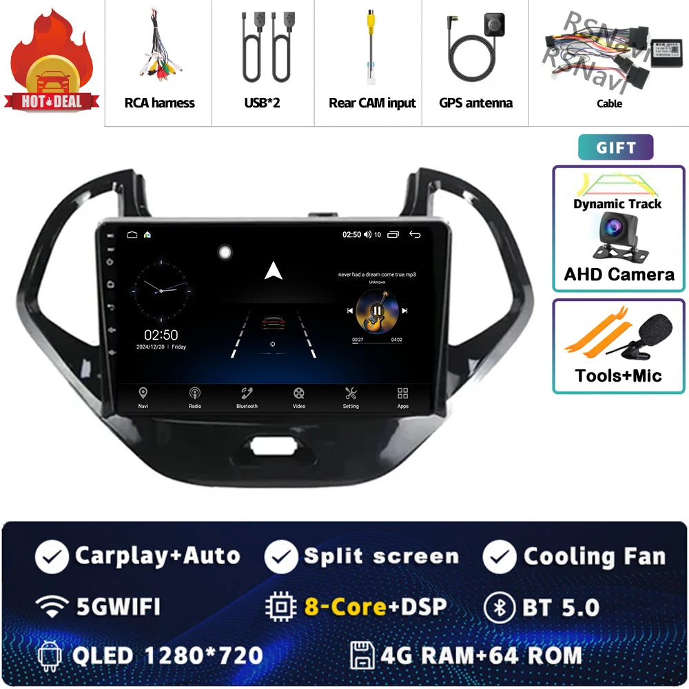 Android 15 Carplay Auto pour Ford Figo 2015 2016 2017 2018 autoradio 4G WIFI lecteur multimédia srereo Navigation vidéo 360 caméra