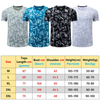 Chemises de sport à manches courtes pour hommes, t-shirt à séchage rapide, respirant, course à pied, jogging, entraînement de gym 3D, impression de lettres, mode