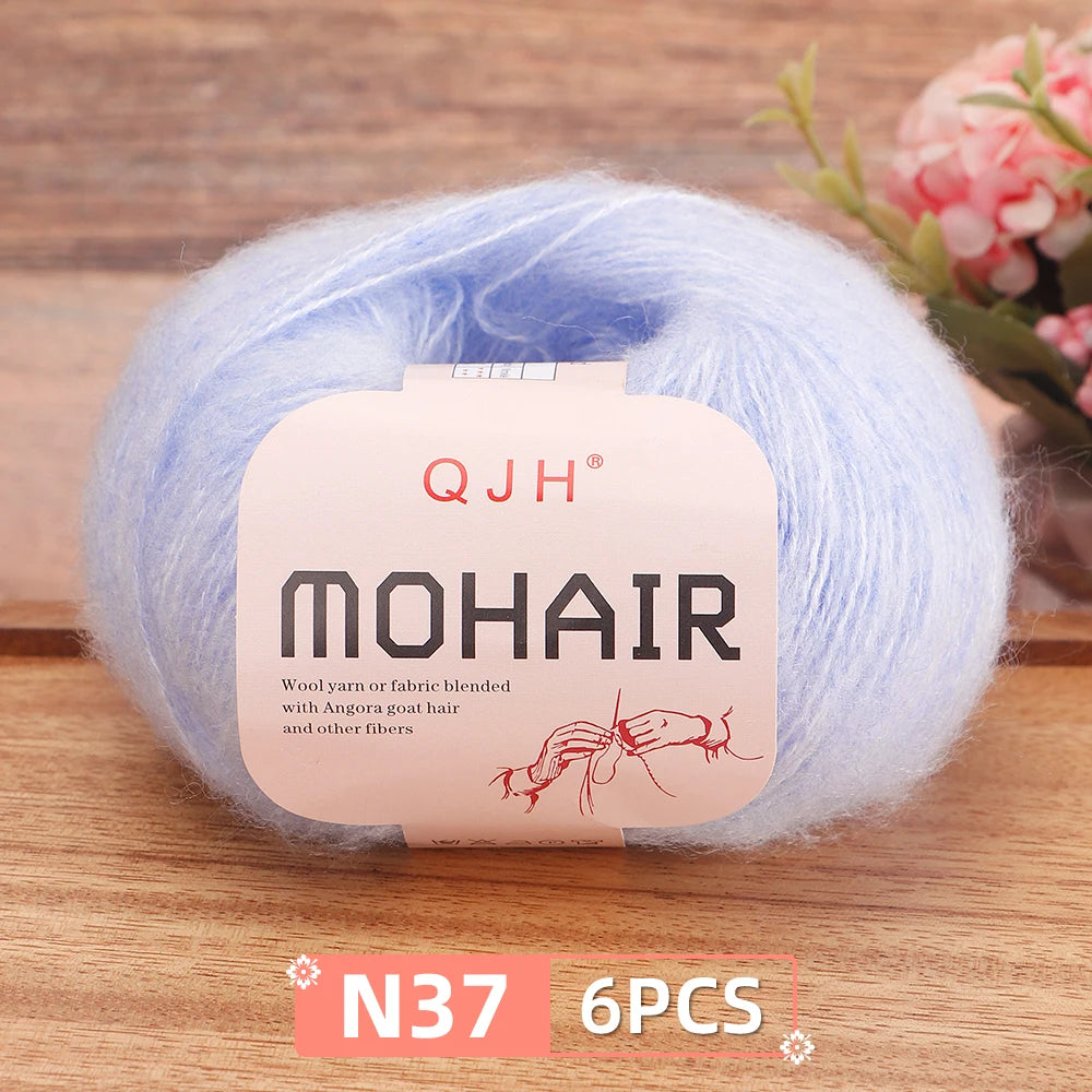 Fil Mohair doux et chaud, 6 paquets/150g, chaussettes de pull en tricot faites à la main, fil d'écharpe châle au Crochet, 60% Mohair, 40% acrylique