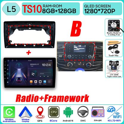 Autoradio Android 16 pour Ford Transit personnalisé Transit V363 350 lecteur multimédia Carplay Navigation GPS 4G Wifi vidéo stéréo 2din