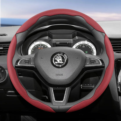 مناسب لـ Skoda غطاء عجلة قيادة من الجلد المسامي بتصميم مقطع سريع التحرير، مضاد للانزلاق ومتين، لسيارات Octavia Rapid Kodiaq Karoq Fabia Superb Kamiq Citigo Scala Combi Kylaq Kushag Slavia Black