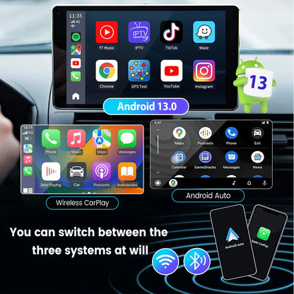 صندوق تلفزيون CarlinKit-Android 13 اللاسلكي للسيارة بنظام CarPlay AI، بمعالج QCM6125، ثماني النواة، شاشة مقسمة، 64 جيجابايت، 128 جيجابايت لـ Netflix، مع وعد بتشغيل PRPRU