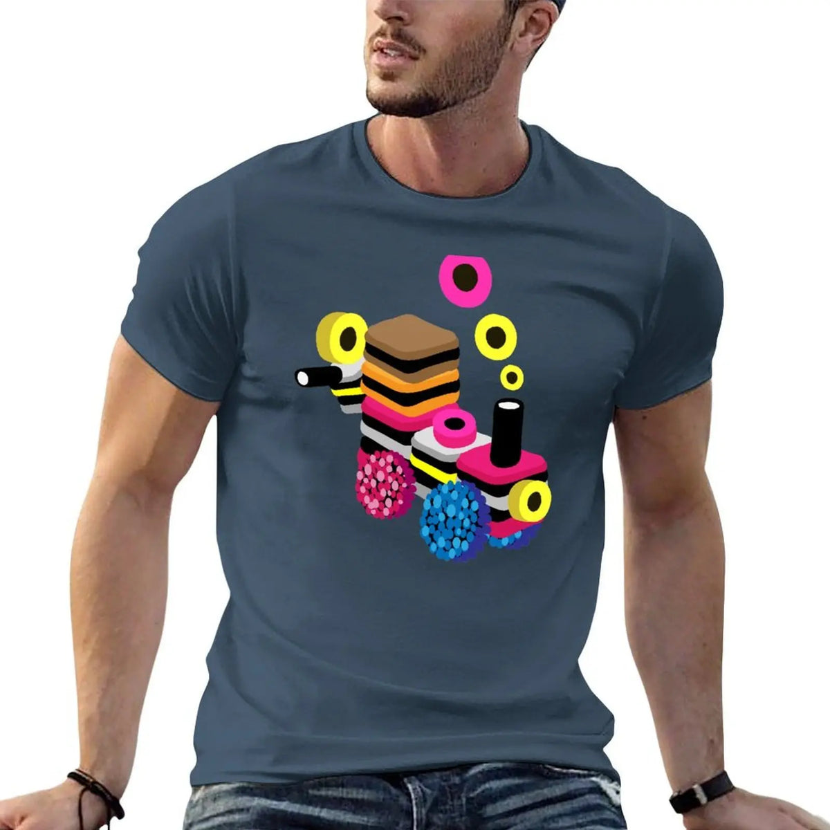 Chemises drôles T-Shirt en coton de qualité Allsorts homme Train réglisse chemises hautes