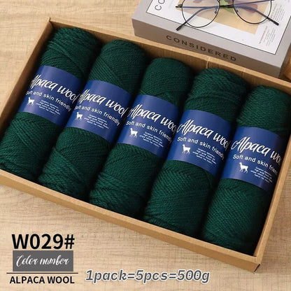 Fil de laine d'alpaga 500g, fil grossier, tissé à la main pour fabriquer des pulls chauds et à la mode, coupe-vent, vestes, foulards, chapeaux, fils