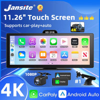 Jansite Portable 11.26 inch 4K DVR Wireless CarPlay and Android Auto Dash Cam Car Screen Video Recorder 5G WIFI Navigation
