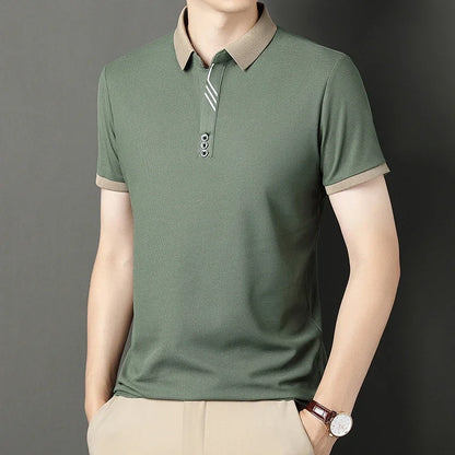 Polo à manches courtes pour hommes, couleur unie, décontracté, mode, haut d'été confortable pour les affaires et les loisirs