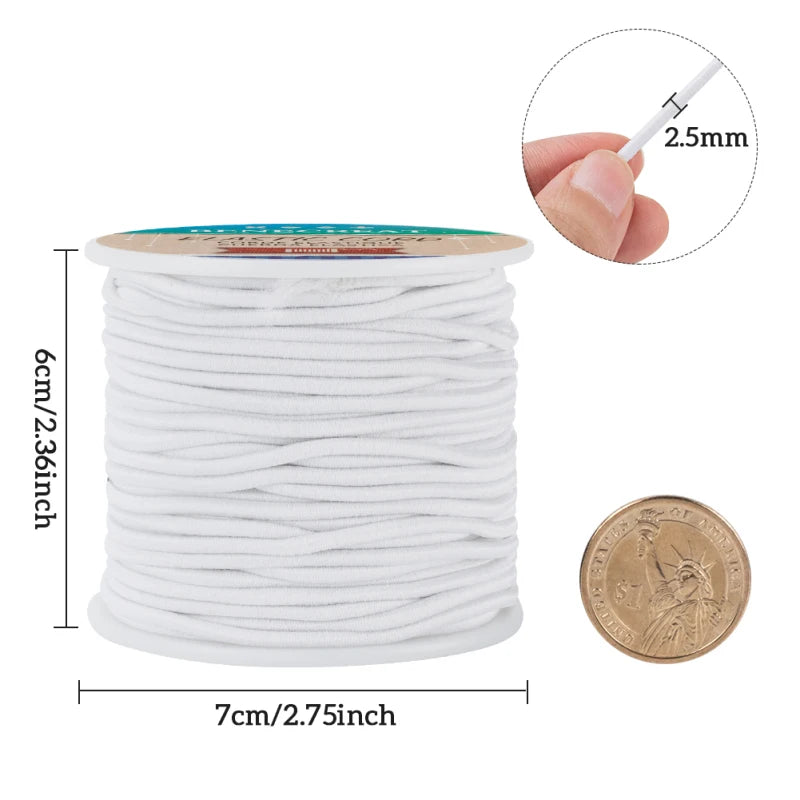 1 Rouleau de 2.5mm de fil élastique noir de 38 yards pour la fabrication de bracelets artisanaux, ULen tissu pour perles