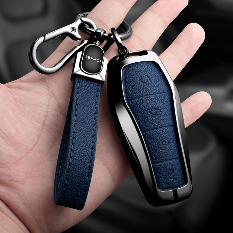 Nouveau Style en alliage peau de mouton voiture clé housse pour BYD chanson Pro Plus Max Dmi EV joint dauphin télécommande clé Auto accessoires