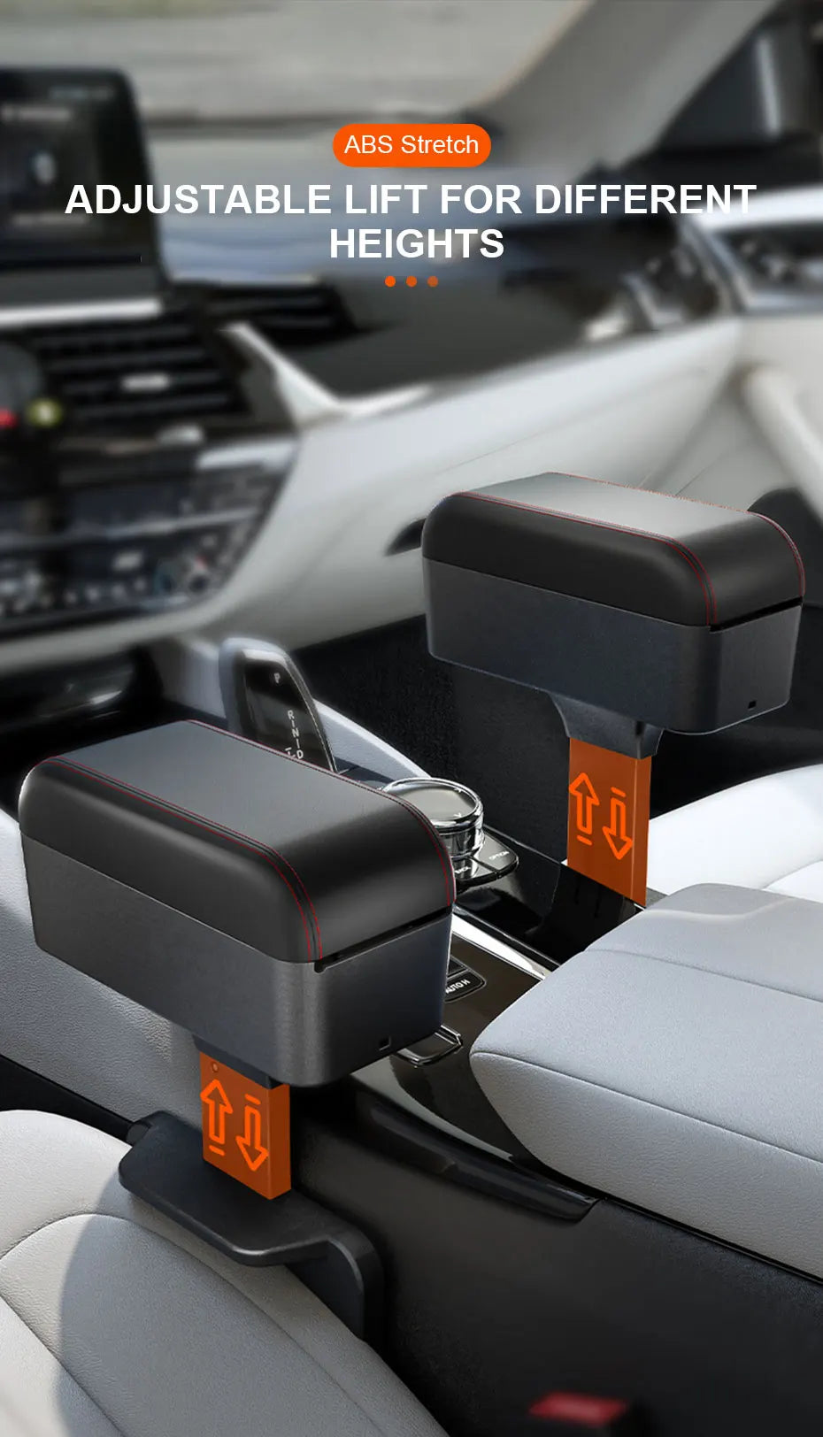 SEAMETAL – boîte d'accoudoir de voiture, organisateur de repose-coude à hauteur réglable, boîte de rangement universelle pour repose-bras intérieur, organisateur d'espace de siège