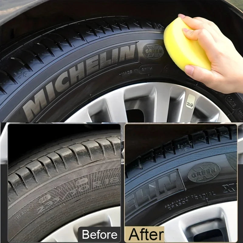 Cire pour pneus Black Shiny – protection et réparation durables et durables pour toutes sortes de pneus – évite les fissures et le blanc