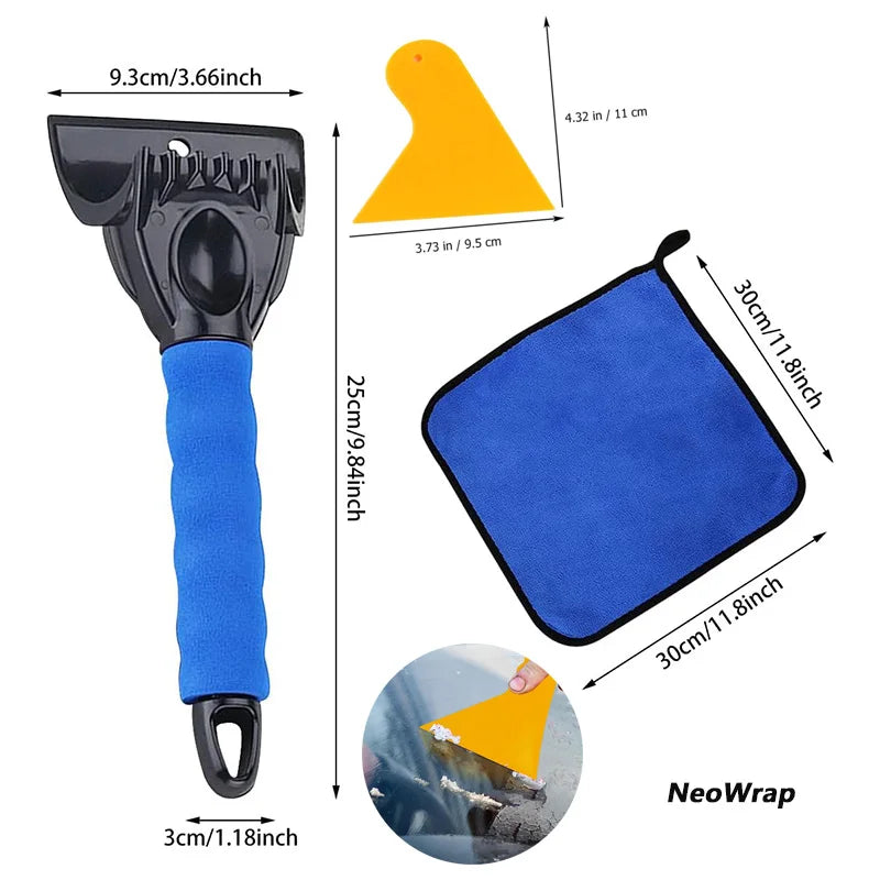 Grattoirs à glace pour pare-brise de voiture, grattoir à neige avec serviette, véhicule, outils d'élimination du gel de neige, Mini brosse à glace, pelle, utilisation en hiver