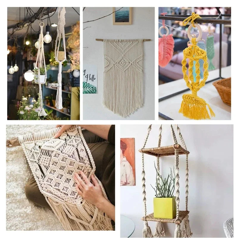 Corde en macramé de 2mm 100M, ficelle de coton, artisanat, couture, tentures murales faites à la main, style bohémien, décoration de maison pour fête de mariage