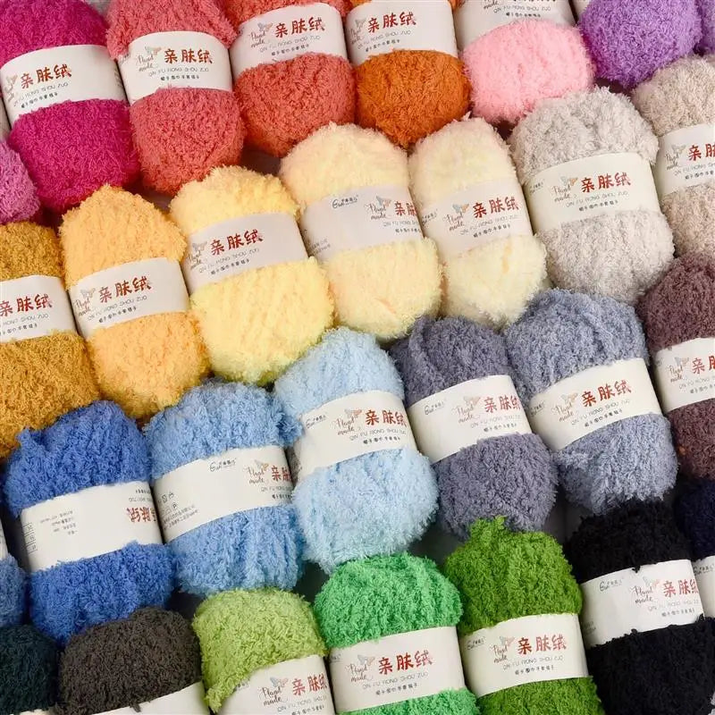 Fil Chenille doux et fin en velours de corail, 50g/paquet, fils de serviette pour tricoter, fil au Crochet, tricot à la main, poupées de bricolage